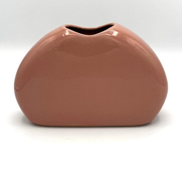 80s Mauve Salmon Pink Ceramic Vase CPD Retro Pottery White Clay - Picture 6 of 7